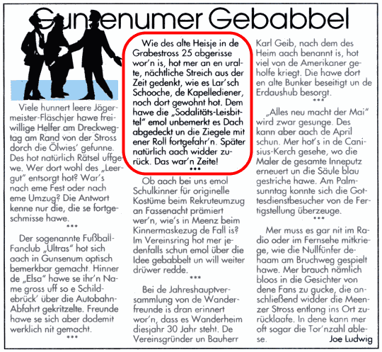 Zeitungsartikel - Gunsenumer Gebabbel vom 03.Mai 2006