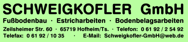 Schweigkofler GmbH  -  Fu&szlig;bodenbau, Estricharbeiten, Bodenbelagsarbeiten
